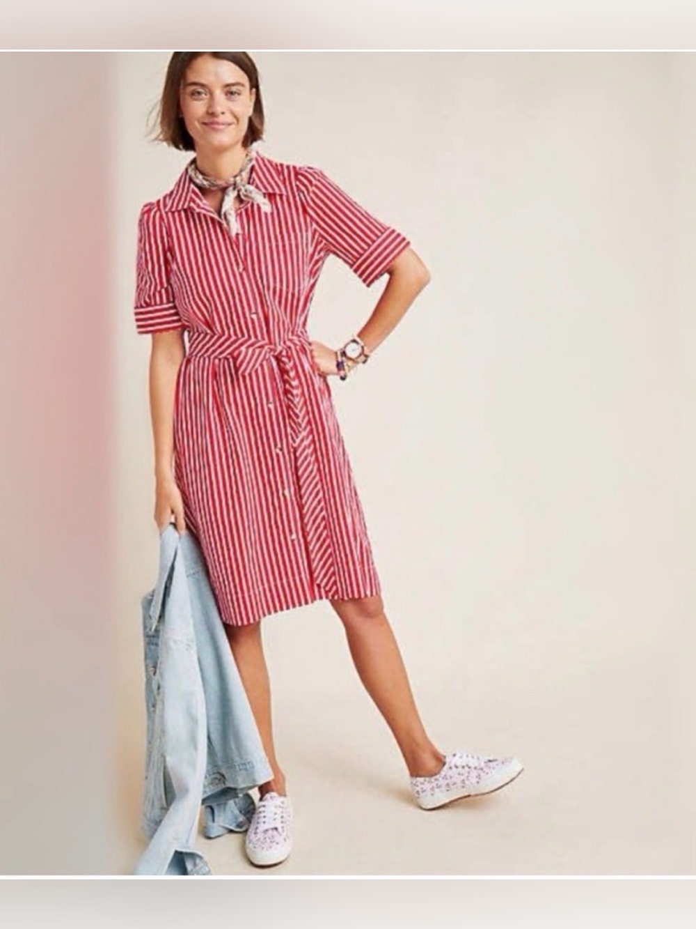 Anthropologie Maeve Kiana Striped Shirt Dress , Small - Picture 4 of 10
